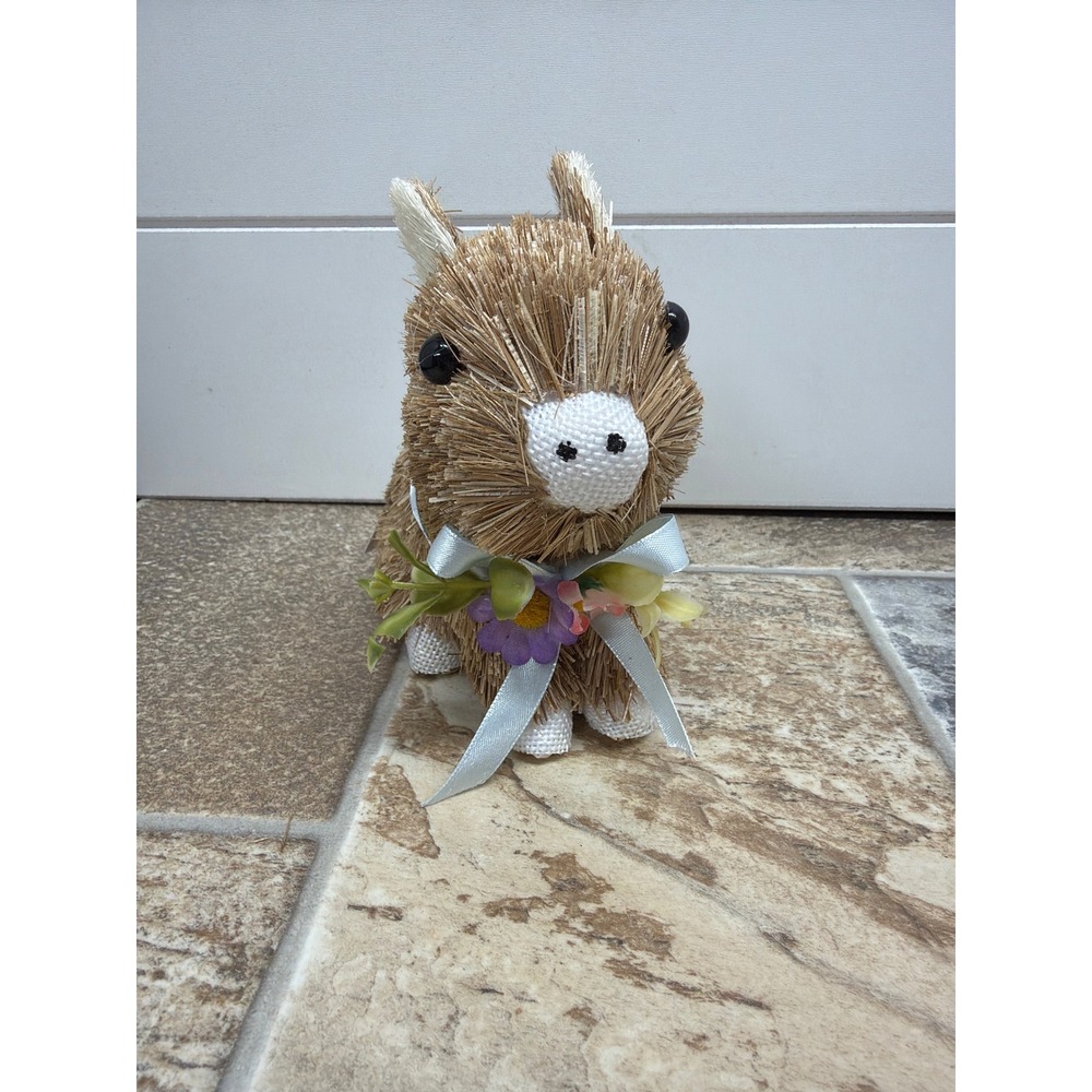 Ashland Sisal Donkey Figurine Brown Spring Easter Decor Floral Bow New